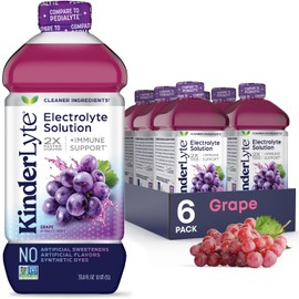 KinderLyte Electrolyte Solution for Kids and Adults - Hydration Drink (Grape, 6 Pack), No Artificial Sweeteners or Flavors, No Synthetic Dyes, Vegan, Non-GMO, Gluten-Free