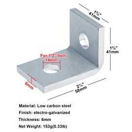 heneng 8 Pcs 2 Hole Cross Angle Bracket for 1-5/8" Strut Channel, 1-5/8" x 2-1/4" x 1-5/8", 1/4" Thick