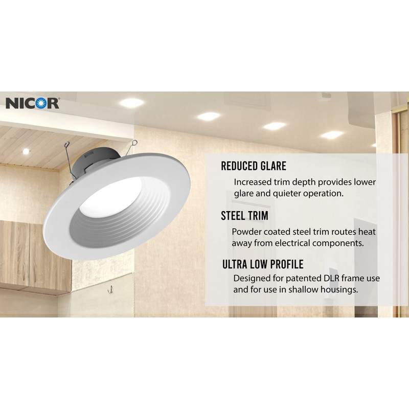 NICOR DLR56612120SWHBF DLR56(v6) 5/6-inch White 1200 Lumen Selectable Recessed LED