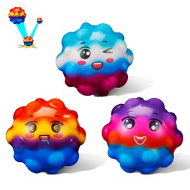 Yefun Pack of 3 Moon Balls, Stress Ball, Jump Ball, Extreme High Bouncing Ball, Super High Bouncing Space Ball, Improve Hand-Eye Coordination, Easy to Grip and Catch (Smiling Face)