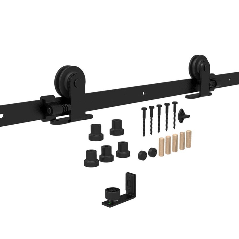 6FT Sliding Barn Door Hardware Kit Black Rustic Rail Track