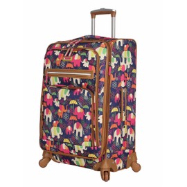 Lily Bloom Luggage 24" Expandable Design Pattern Suitcase With Spinner Wheels For Woman (24in, Elephant Rain)