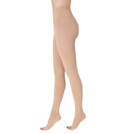 OVISSA Medical Ultra Stretchy Compression Beige Pantyhose Open Toe Thigh For Women & Men Breathable Sweat-Absorbent Material For Varicose Veins, Edema, Air travel, Nursing, Running (20-30mmHg) - 14