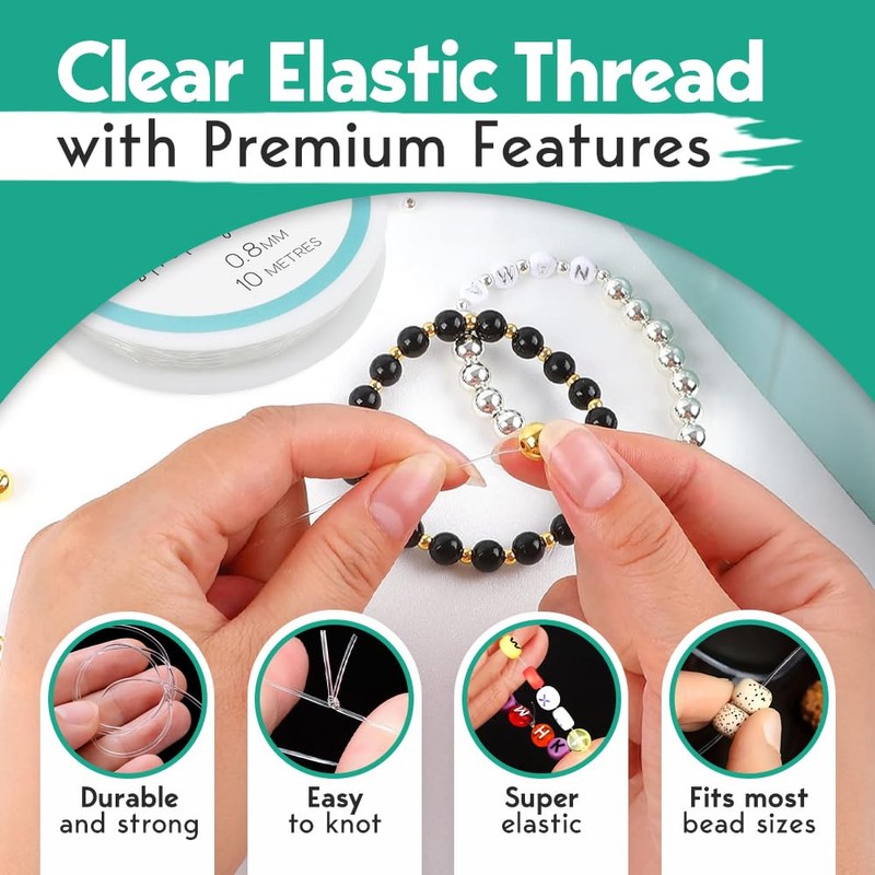 0.8mm x 50m Clear Bracelet String, Elastic String for Bracelet