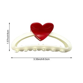 2PCS Heart Hair Clips for Women Girls Hair Supplies, No Slip Unbreakable Strong Hold Claw Clip, Plastic Hair Clips