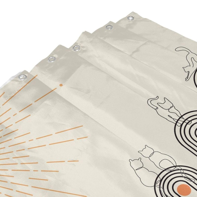 SCECALA Modern Funny Cat Shower Curtain, Mid Century Style, 72x72