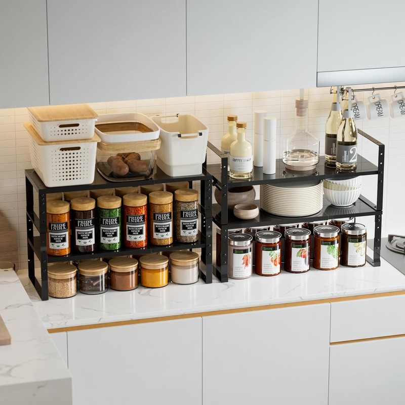 Jojocross Expandable,Stackable Spice Rack,Seasoning Organizer and Storage,Spice Jar Rack for