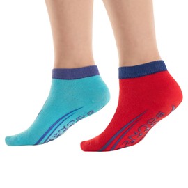 Upper Bounce® Non-Slip Trampoline Ankle Socks - Twin Pack Red/Blue for Kids Ages 3 to 6 Years