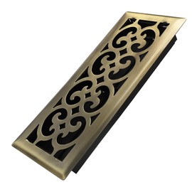 Howeall 4x12 Inches Heavy Duty Walkable Floor Register Easy Adjust Air Supply Lever Vents - Charlotte Design - Vent Cover for Home Floor - Antique Brass
