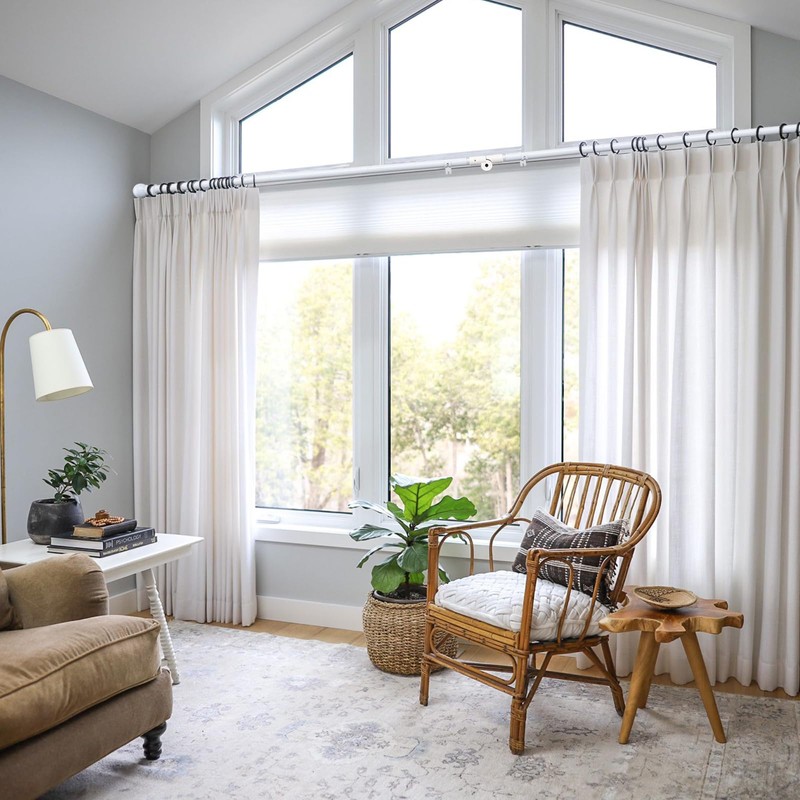 Bay Window Curtain Rods, 36-160" Heavy Duty Corner Curtain Rod,