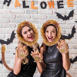 KESYOO 1 Juego Diadema De Oreja Accesorios De Cosplay Disfraz De León Adulto Costumbres para Mujeres Adultas Orejas De Diadema De León Traje De León Guantes De Pata Oído Set De Ropa Niño