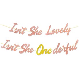 Isn't She Onederful Banner Isn't She Lovely 1st Birthday Garland Baby Girl's Boho Birthday Decorations for 1st Birthday Baby Shower Gender Reveal Party Supplies