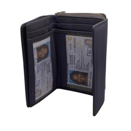 Velluci Pelle Genuine Leather Ladies Purse, Women's RFID Wallet, Ladies' Purse (Grey)