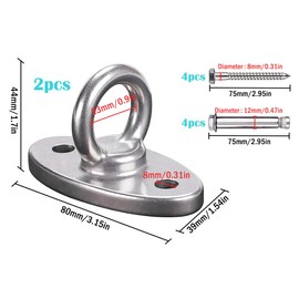 Anlising Ceiling Hook Heavy Duty Hanging Chair, 2 Pieces Stainless Steel 304 Wall Eyelet Hook, Ceiling Hook, Hanging Chair, Stainless Steel, Hanging Punch Bag Holder, for Hanging Chair, Swing, Yoga