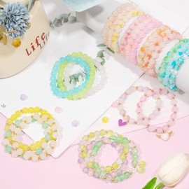 Ouddy Mode 2 Boxes Glass Beads for Bracelet Making Kit, 44 Colors Crystal Beads for Jewelry Making, 8 mm Round Friendship Bracelets Beads Kit for DIY Crafts Birthday Gifts