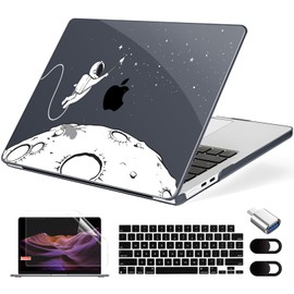 MecBevia Compatible with MacBook Air 15 inch Case, M4 A3241/M3 A3114/M2 A2941 (Released 2025 to 2023), Hard Shell, Keyboard Cover, Screen Protector, Webcam Cover & Type-C Adapter, Astronauts Stars