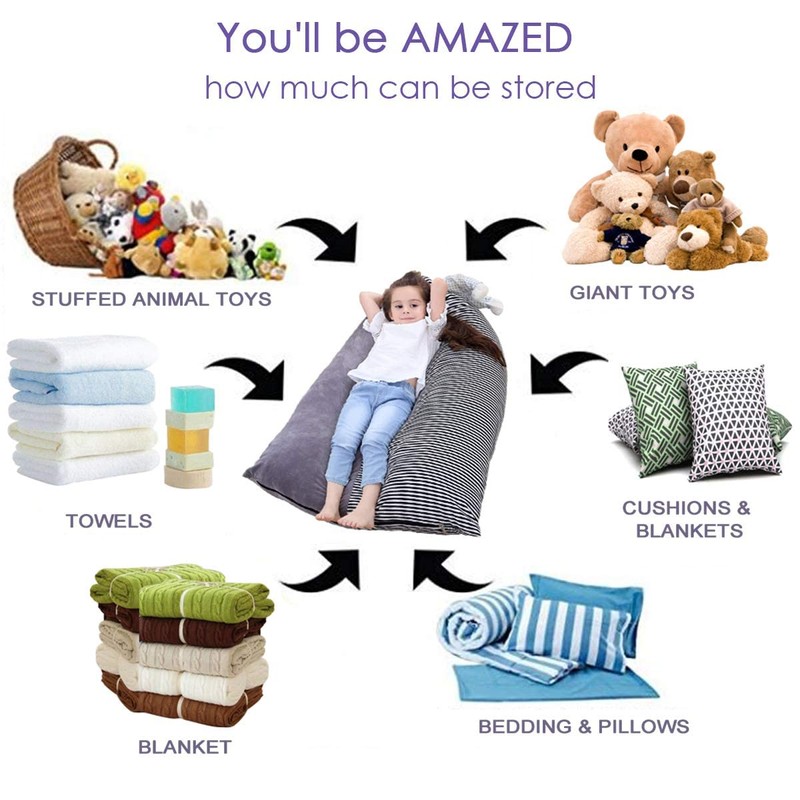 iFCOW Kids’ Bean Bag, Toy Stuffed Animals Storage Bean Bag,