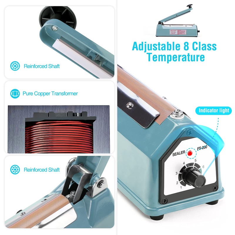 METRONIC Impulse Sealer 8 inch, Manual Heat Sealer Machine for