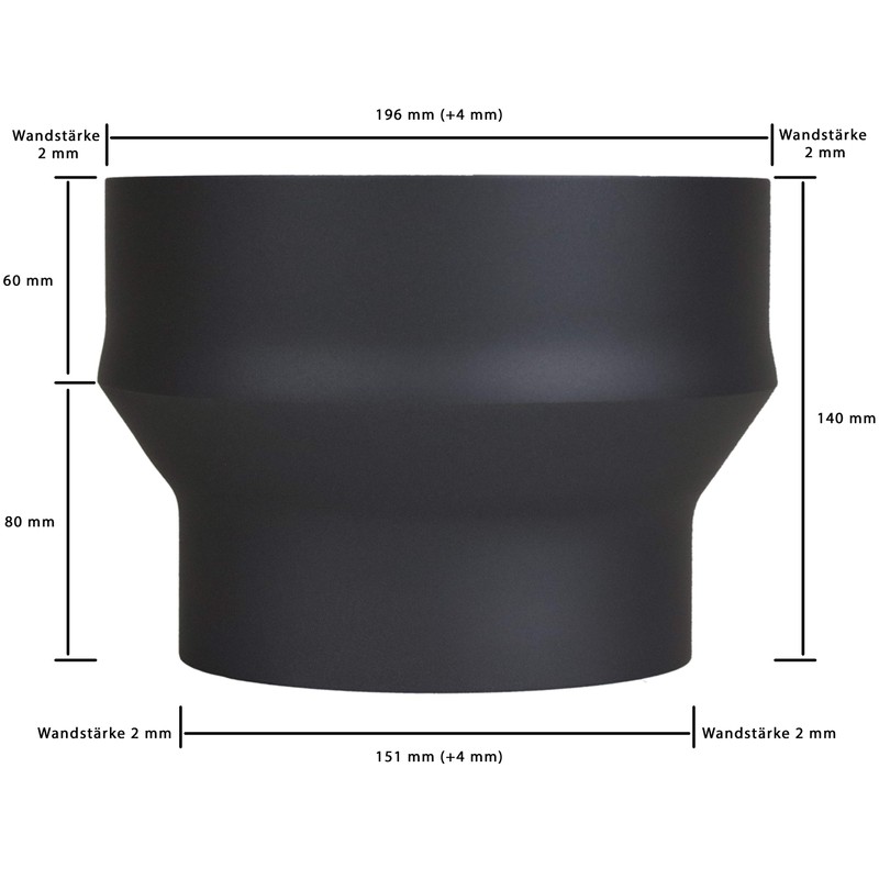 LANZZAS Stove Pipe Extension from Diameter 150 mm to Diameter