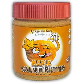 Crazy Go Nuts Walnut Butter Maple - Walnut Spread, Keto, Vegan, Low Carb, Gluten Free, Superfood-Natural, Non-GMO, ALA, Omega 3 Fatty Acids, Good Fats and Antioxidants - 9 Oz