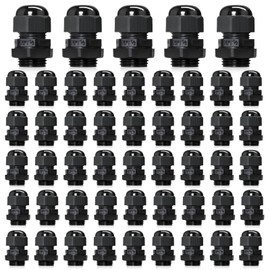 Wocloer - 50 prensaestopas ajustables NPT de 1/2 pulgada color negro, conectores eléctricos impermeables IP68, empuñaduras de cable de nailon, alivio de tensión para uso en caja eléctrica