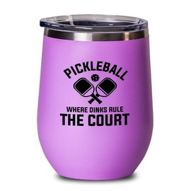 Pickleball Pink Edition Wine Tumbler 12oz - Where dinks rule - Ball Game pop tennis rackets netball handlball