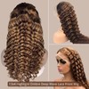 AAKJJ 4/27 Deep Wave Human Hair Wig, Highlight Ombre Color,
