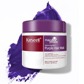 Karseell Purple Haarmaske 100ml, Violett Haarmaske für Blondes, Blondiertes, Graues Haar, Purple Hair Mask Neutralisiert Gelbstich, Repariert Haarschäden