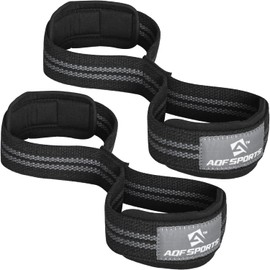 AQF Figure 8 Padded Lifting Straps Strength Training, Bodybuilding Weights Training Lifting Straps, Wrist Support Pull-Up Band for Fitness, Lifting Straps for Powerlifting & Deadlifts (Black & Grey)