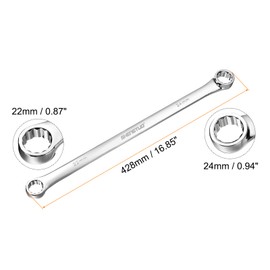 HARFINGTON Double End Box Wrench 22 x 24 mm Metric 12 Point 0 Degree Offset Extra Long Double End Box Ratcheting Wrench CR-V Polished Long Spanner Tools for Repairs