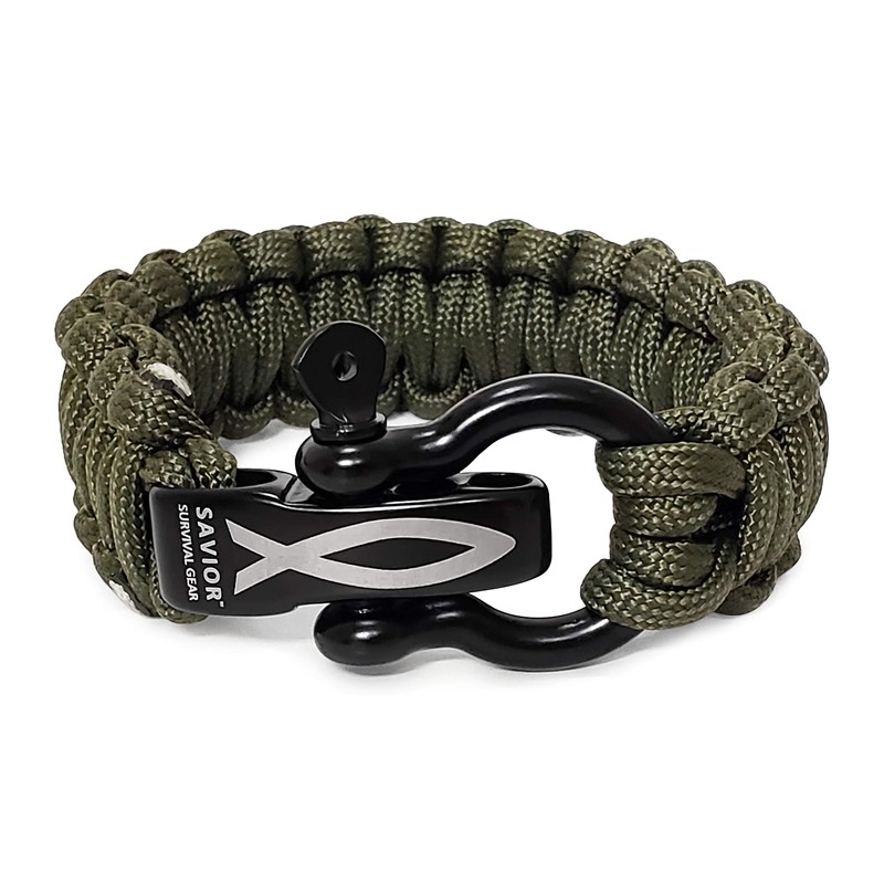 Savior Survival Gear Paracord Bracelet with Stainless Steel Adjustable Shackle