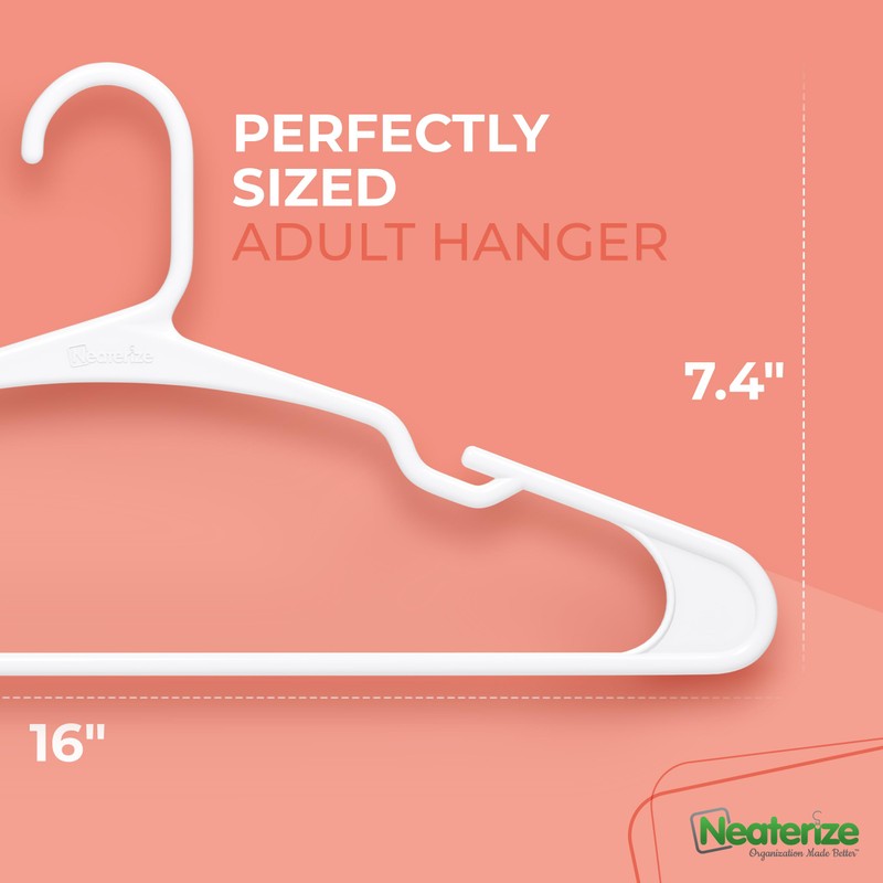 NEATERIZE Clothes Hangers Plastic 100 Pack For Adults - Plastic