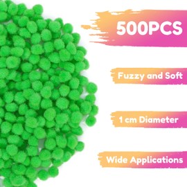 Caydo 1cm Green Pom Poms, 500 Pieces Craft Pom Poms Balls for Kids Creative Arts and Crafts School Project Supplies Craft Decorations