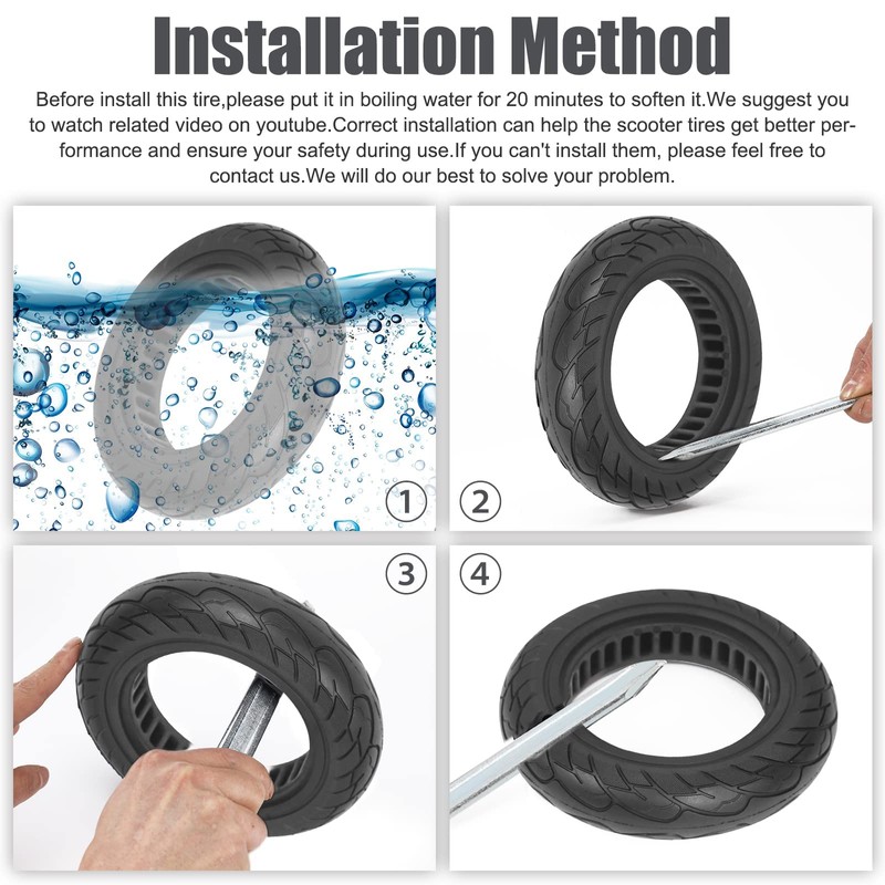 Cooryda 10x2.125 Scooter Tire, 10 inch Solid Rubber Tires Tubeless