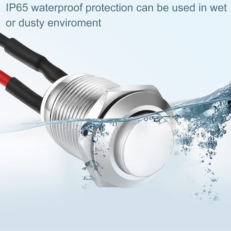 Gebildet 3 Pcs 12mm 2A 12V/24V/125V/250V AC Prewired Waterproof Push