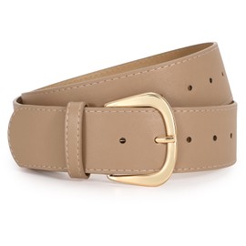 WERFORU Women's Wide Belt for Dresses Women's Leather Belt with Gold Buckle, 4.8 cm Wide, khaki