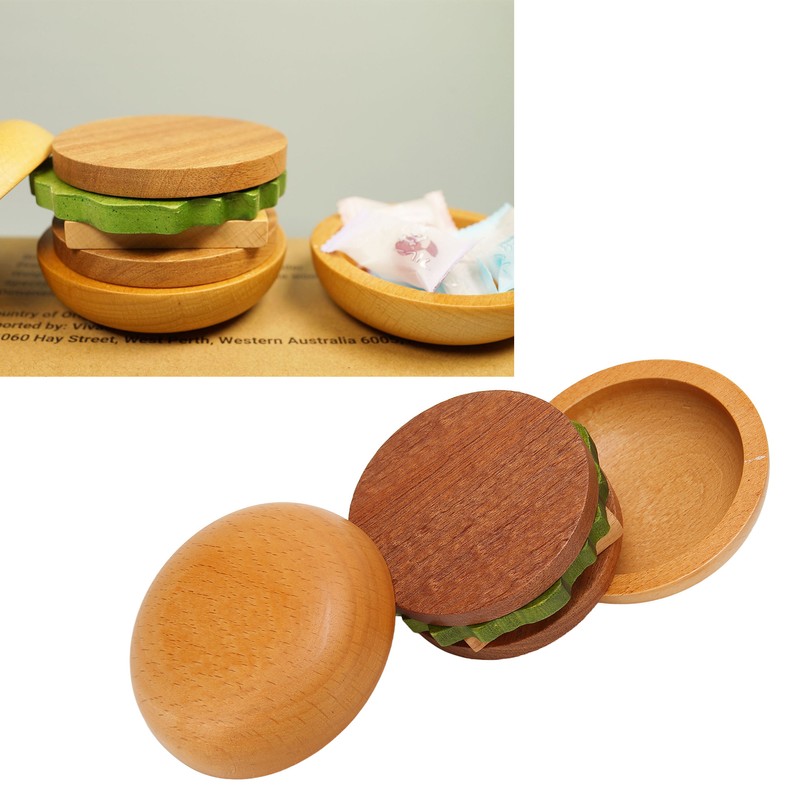 Hamburger Coaster Set Heat Insulation Cute Exquisite Wood Drink Coasters
