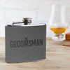 Groomsman Gift for Wedding - Groomsman Engraved Grey Leather Hip