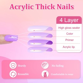 Ceboic 24Pcs Almond Press on Nails Short, Pink Glitter French Glossy False Nails, Silver Wavy Pattern Fake Nails with Jelly Glue, 12 Sizes Reusable Full Cover Acrylic Stick on Nails for Women