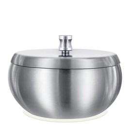 Yinnhom Ashtray with Lid Insulation Pad Tabletop Ashtray Butt Container Airtight Large Capacity Stainless Steel Ash Won't Fly Smell Slip Out Outdoor & Indoor Use (M)