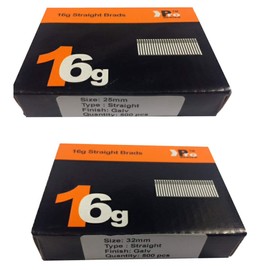 Mixed Handy Packs - Quantity 1000 Brad/Nails16 Gauge STRAIGT for Paslode, Dewalt (25mm + 32mm Straight 16 Gauge)