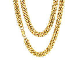 FaithHeart Mens Cuban Link Chain Necklaces, 14mm Chunky Gold Plated Chain Necklace Stainless Steel Miami Curb Necklace for Men, Length 20 Inches