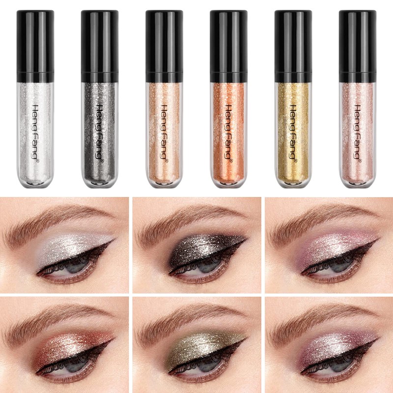 Xzeemo 6 Colours Liquid Eyeshadow Set, Diamond Sparkling Liquid Eyeshadow,