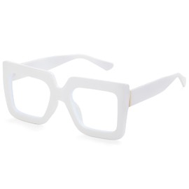 Kursan Oversized Square Black Glasses for Women Men Big Frame Blue Light Blocking Glasses Fashion Eyeglasses (White)