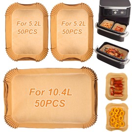 BYKITCHEN 150pcs Airfryer Backpapier für Ninja Flex Drawer Dual Zone AF500EU 10,4L Heißluftfritteuse,Zubehör für Ninja Foodi AF500EU AF500EUCP Airfryer,Auch kompatibel mit Cecotec Dual 9000 9L