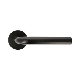 Amig - Door Handle Set with Inner Rosette | Model 4RX | 135 x Diameter 19 mm | 8 mm Square | Elegant and Simple Design | Stainless Steel Black