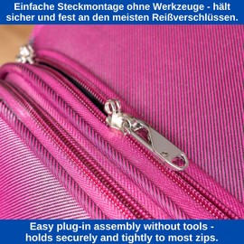 Zip Tags for Repair, Pack of 2, Metal in Silver Colour, Replacement Zipper for Zip, Zip Slider for Coat, Suitcase, Jeans, Bag, Zip Pendant Puller Tabs