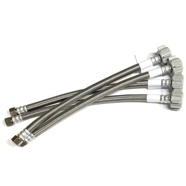 4pk Toilet Water Supply Connector Line Braided Stainless Steel, Toilet Supply Line - 3/8 Female Compression Thread x 7/8 Female Ballcock Thread (4, 12 inch)