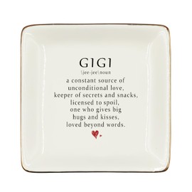 WODMIS Gigi Gifts Ceramic Jewelry Tray Dish, Grandma Mimi Gifts, Gift for Nana from Granddaughter Grandson, Mothers Day Birthday Gifts for Grandma Grandmother Nana Jewelry Plate Ring Trinket Dish