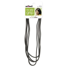 Scunci No-slip Grip Flat Black Headwraps, 9mm, (Pack of 4)